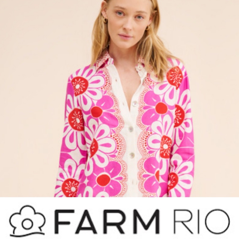 Gorgeous, Farm Rio Maia Off White Shirt❤️NWOT size Medium. - Picture 3 of 9